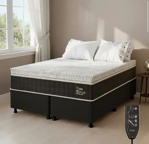 Cama Box Queen Confort Massage D28 Molas Ensacadas com Base Preta