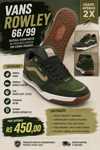 Tenis Vans Rowley XLT Grape Leaf/Olive n°40br 9us