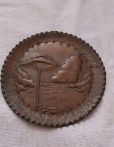 Prato decorativo vintage de parede cobre anos 60