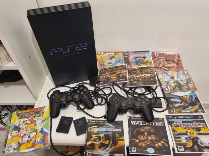 Ps2 fat 2 controles e jogos