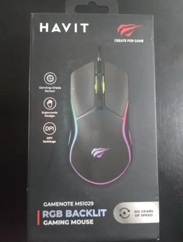 Mouse Gamer Havit MS1029 RGB 7200 DPI - Novo, Lacrado
