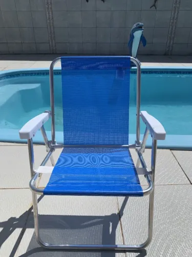 Cadeira Alta Alumínio Azul praia e piscina