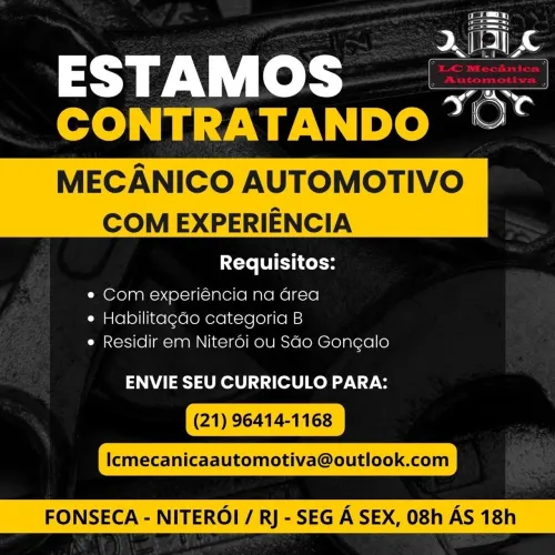 VAGA MECÂNICO AUTOMOTIVO c/ experiência