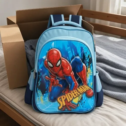 Mochila Infantil Homem-Aranha Azul Nova