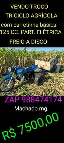 TRICICLO AGRÍCOLA COM CARRETINHA 