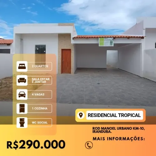 Casas no Residencial Tropical no km 10 da AM 070, a 20 minutos de Manaus.