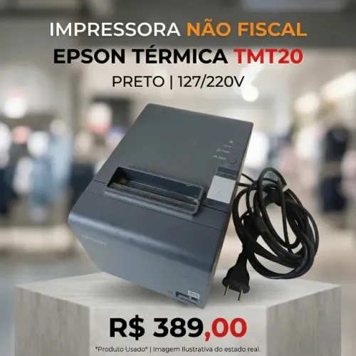 Impressora Não Fiscal Epson Térmica Tmt20 Preto 127/220v (Usado)
