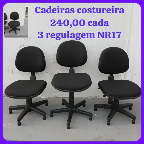 Cadeiras costureira com 3 regulagem