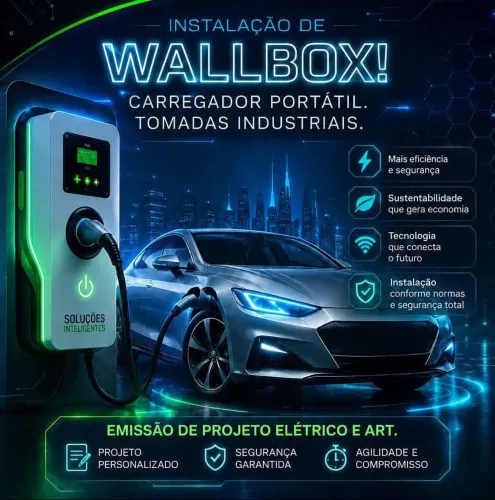Instalação de wall box e carregador portátil