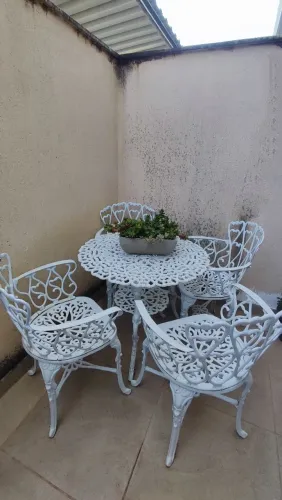 Conjunto de Jardim Mesa e 4 Cadeiras Aluminio Fundido