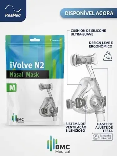 Máscara Nasal CPAP BMC iVolve N2 - Conforto e Leveza para Seu Sono