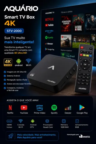 Smart TV Box 4K Aquário STV-200