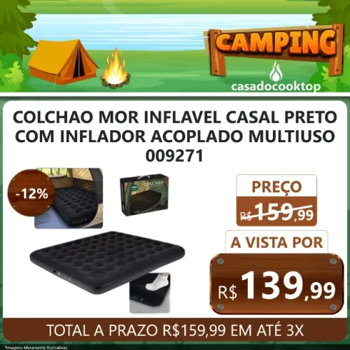 COLCHAO MOR INFLAVEL CASAL PRETO COM INFLADOR ACOPLADO MULTIUSO 409072