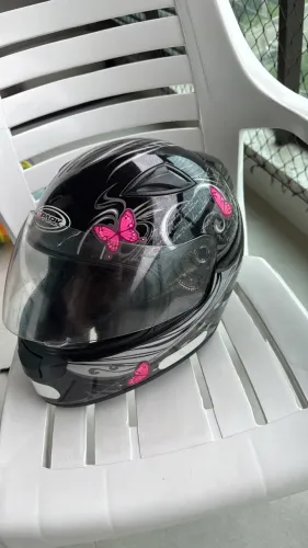 Capacete Feminino Ebf Spark New Borboleta Rosa Brilhante - TAM 58
