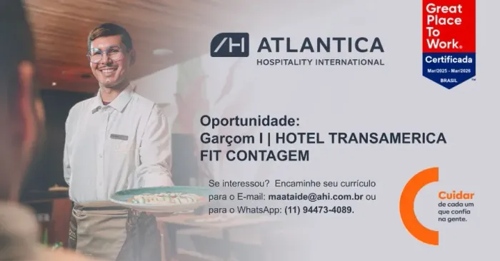 Garçom I | NECESSÁRIO EXPERIÊNCIA NA FUNÇÃO