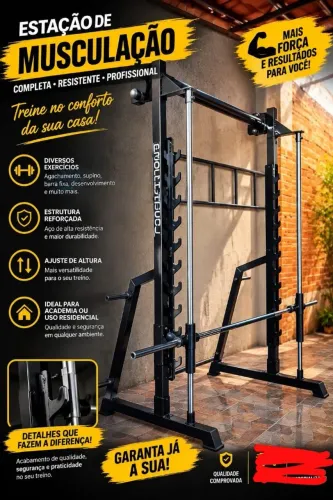 Estacão de musculação e aparelhos de exercícios diversos