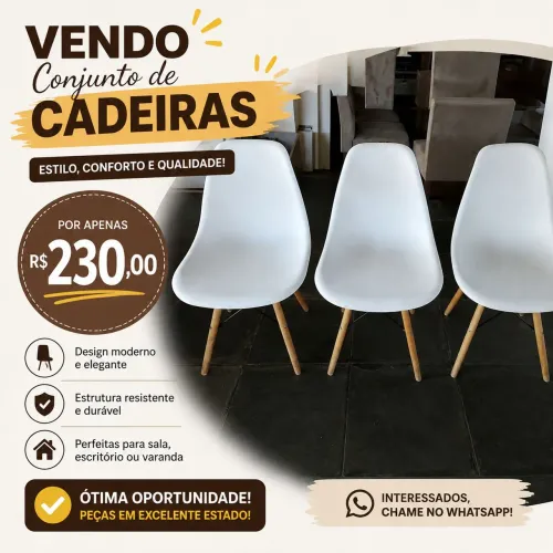 Vendo 3 cadeiras brancas em bom estado