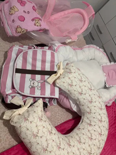 Kit Maternidade Menina Completo - Bolsa, Mochila, Ninho e Almofada