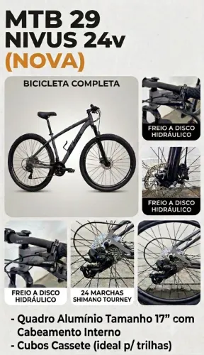 BICICLETA MTB ARO29 17" Pol NIVUS - 24v (Nova)