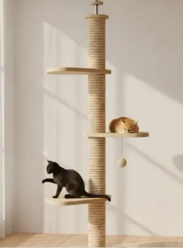 Mega Torre Arranhador Gato De Parede Vertical C/ Sisal 260cm