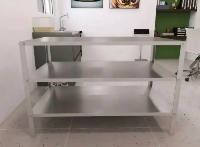 Mesa de inox duas prateleira 1,10 por 50