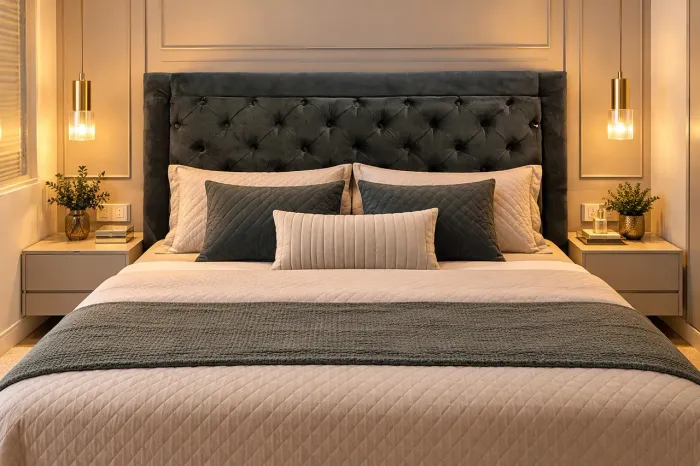 Cabeceira de cama queen elegante