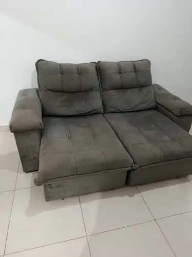 Sofá 2 lugares reclinável e retrátil - velosuede cinza - 2,10m