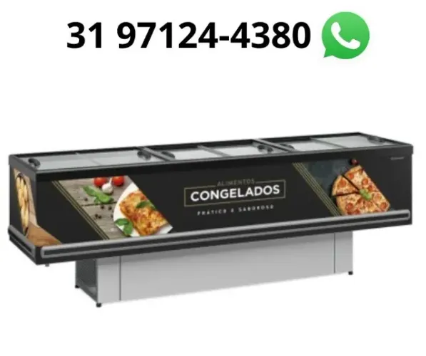 Ilha de Congelados 3m Gelopar 220v Vidro Reto