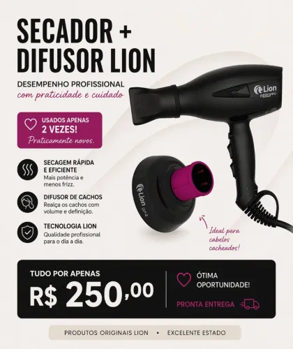 Secador + Difusor Lion | Semi Novo| 