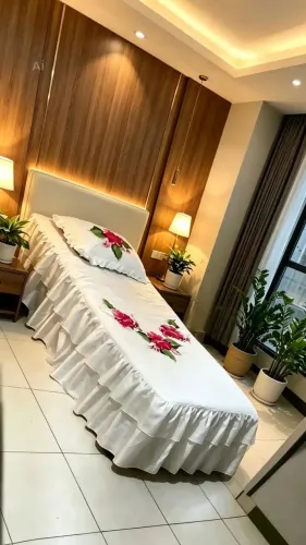 Cobre Leito seda cetinho luxuos pintado a mão artesã  Solteiro com uma fronha. 