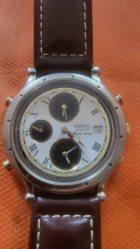 Seiko quartzo cronógrafo alarme hora mundial edição especial Colombo