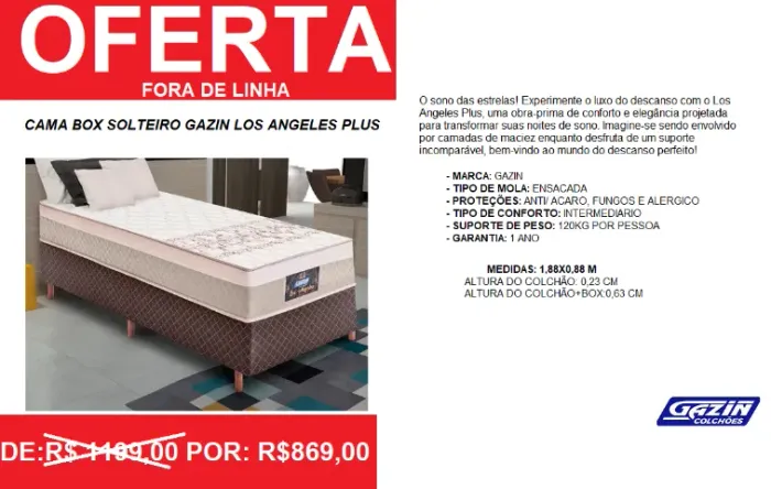 colchão + box - solteiro - em molas - compre e receba em 72 horas 