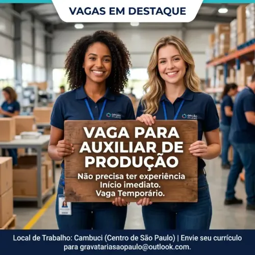 Vaga para Aux. de Produção - Temporário / E-Commerce