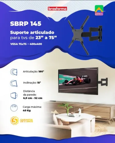 Suporte móvel para TVs gigantes de 23 a 75 polegadas.