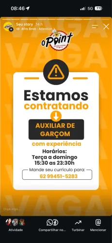 Contrata-se Cumim ( auxiliar de garcom)