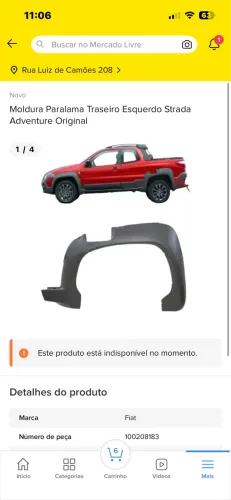 Moldura Paralama Traseiro Esquerdo Strada Adventure Original