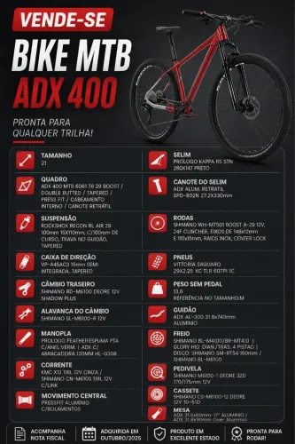 MOUNTAIN BIKE AUDAX ADX 400 DEORE 2025 TAMANHO 21