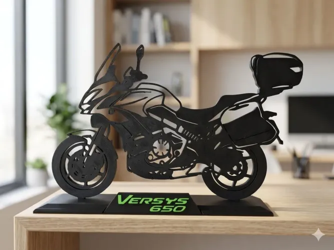 Escultura Decorativa Moto Kawasaki Versys 650 Tourer - Impressão 3D Premium - 19cm