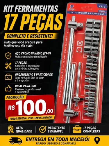 KIT SOQUETE 17 PEÇAS