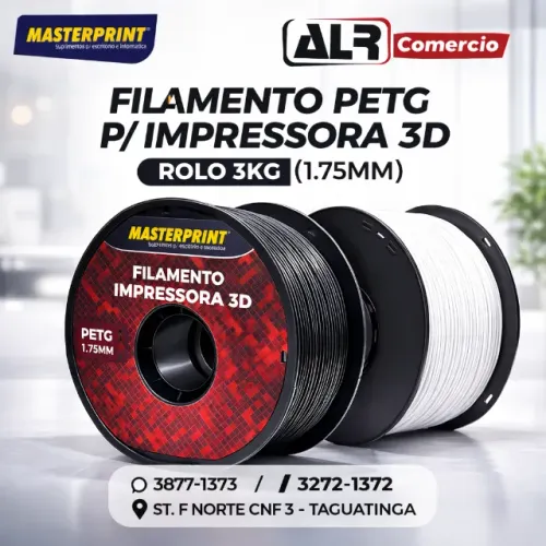 FILAMENTO PETG P/ IMPRESSORA 3D MASTERPRINT 3KG ROLO 1.75MM