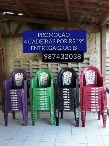 CADEIRA DE PLASTICO 4 POR R$ 195 FZ A FAZEMOS ENTREGA