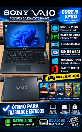 SONY VAIO CORE I5 VPRO 8 GIGAS DE RAM SSD 240 GIGAS TUDO OK