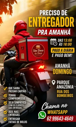 Preciso de entregador informações abaixo