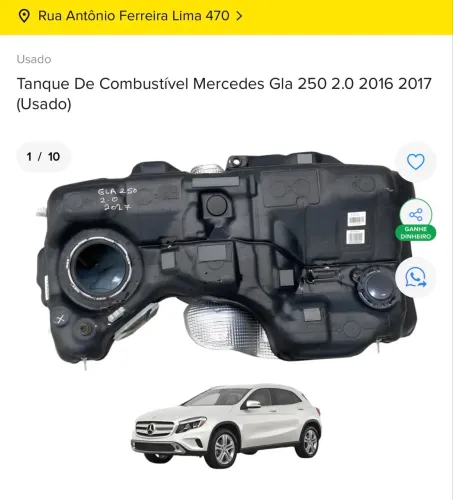 TANQUE COMBUSTÍVEL MERCEDES GLA250 2016 2017 