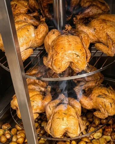 Frango assado maquinário