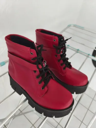 Coturno Feminino Bota Cano Médio Salto Moderno Confort Donatella Shoes Tratorado Corrente 