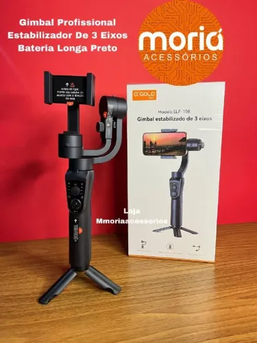 Gimbal 3 Eixos Gold Pro SLF-10B Estabilizador Celular Preto
