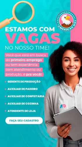 Vaga Padeiro, Auxiliar Confeitaria, Atendente de loja e gerente de loja