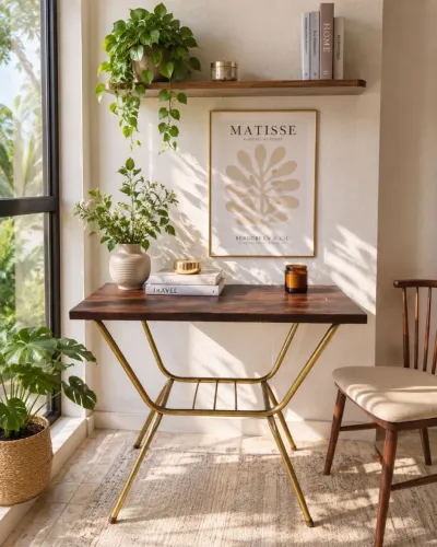 Mesinha Vintage com Estrutura Metálica Dourada