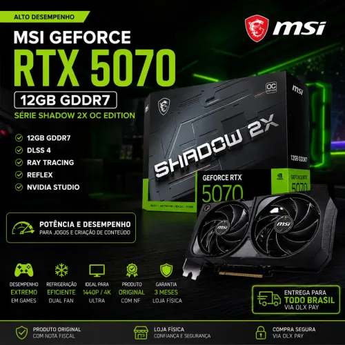 MSI GeForce RTX 5070 Shadow 2X OC 12GB GDDR7 - Nova e Lacrada!